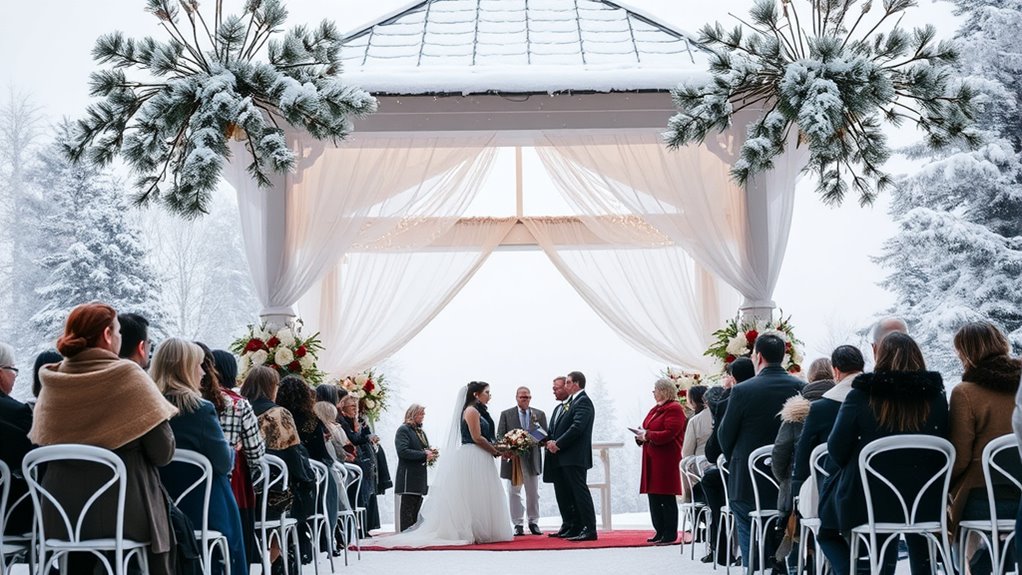 winter wedding gazebo decor