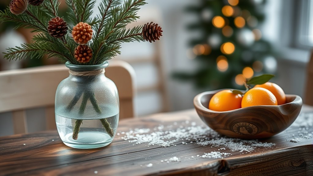 winter wood glass decor