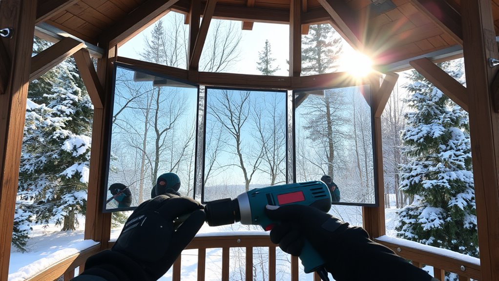 winter workout gazebo mirrors